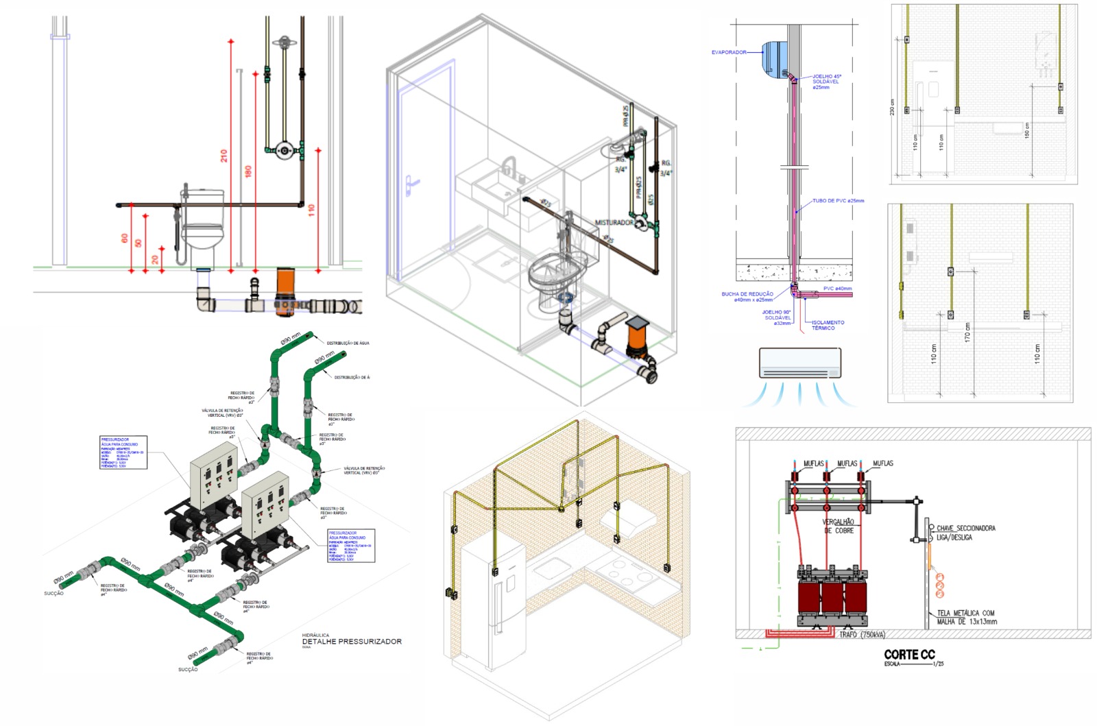 Modelo BIM de instalações prediais